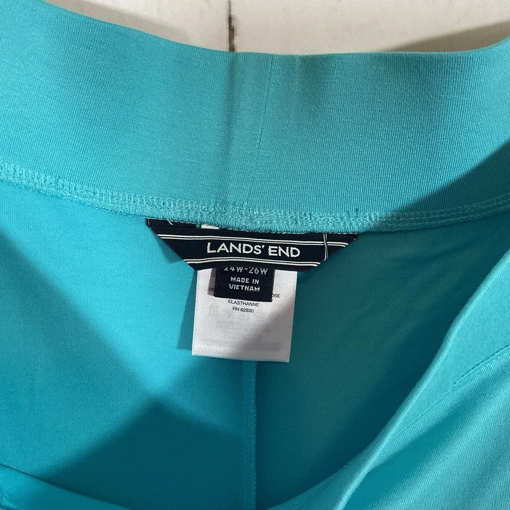 Lands‎ End Maxi Long Skirt 3X 24W-26W Blue Wide Waist Flowy Beach Resort Coastal